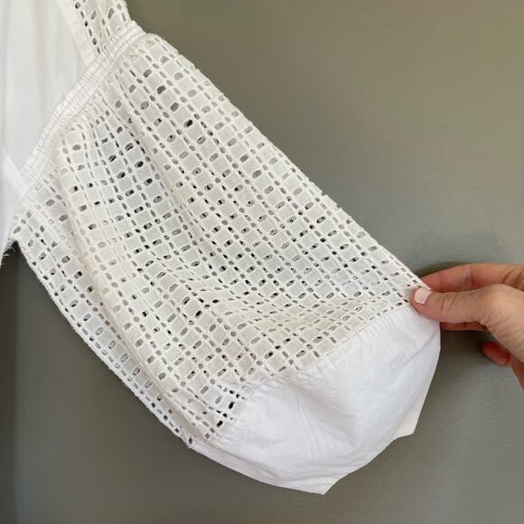 BROCHU WALKER Koren Dress White Size XS Eyelet Lace Oversized Relaxed Chic Crisp - Picture 14 of 16